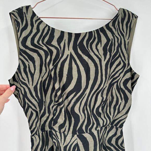Anthropologie Linen Blend Corey Lynn Calter Onyx Wrap Jumpsuit in Zebra - Picture 3 of 8